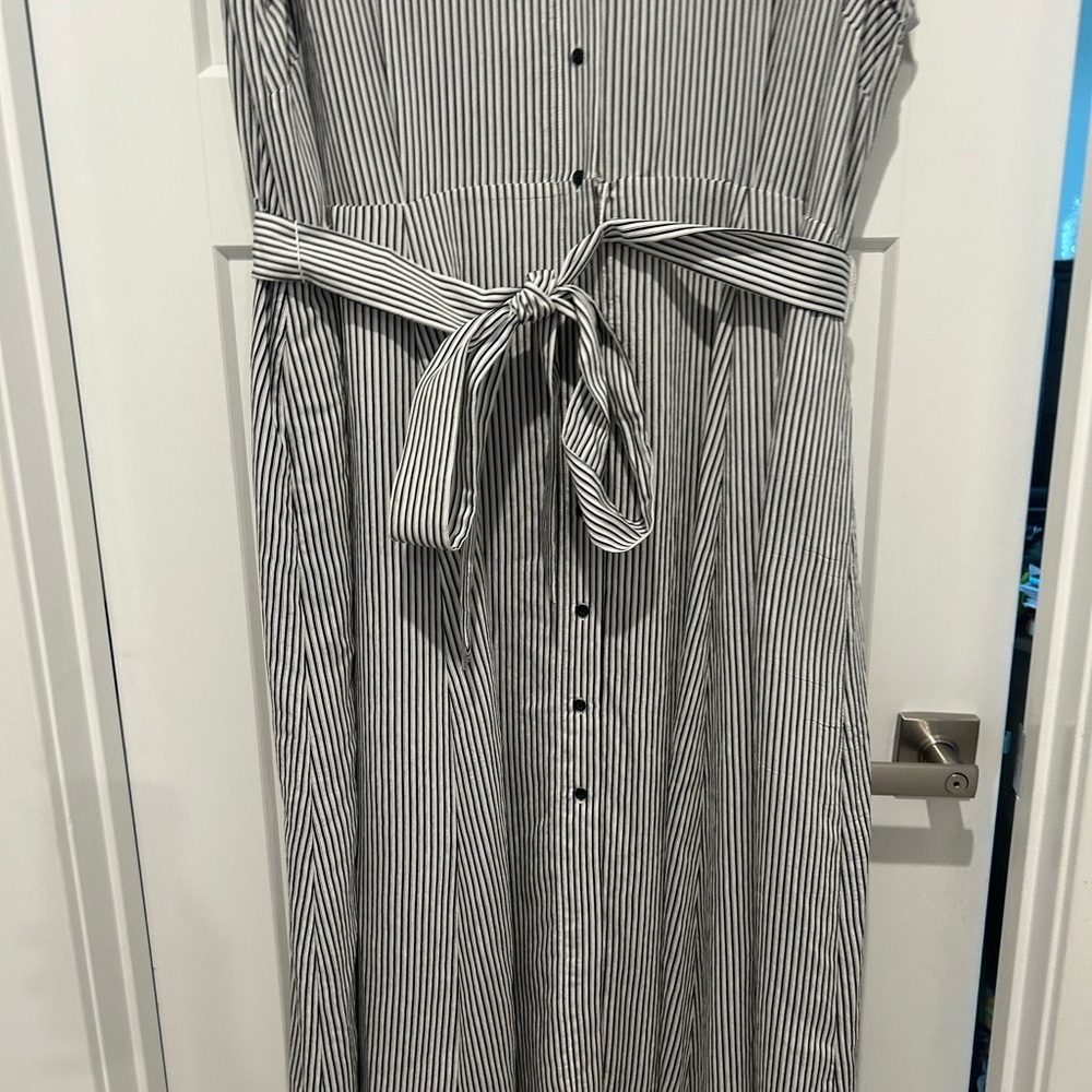 NWT Calvin Klein Women’s Plus Size 24 Striped Button Sleeveless Dress - Picture 3 of 13